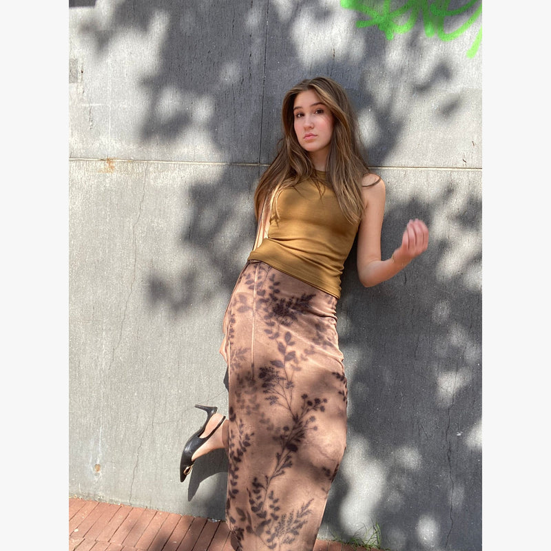 mesh- midirok- bruin tinten- print-shestories