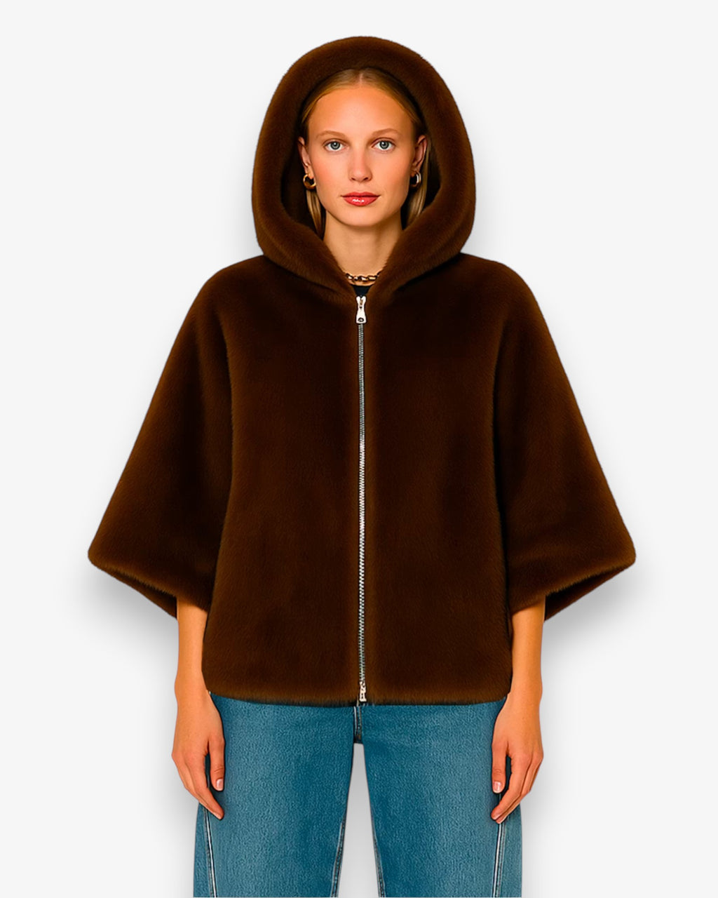 bruine-dames-cape-van-faux-fur-bruin-met-capuchon-van-berenice-she-stories-gwen-leidschendam