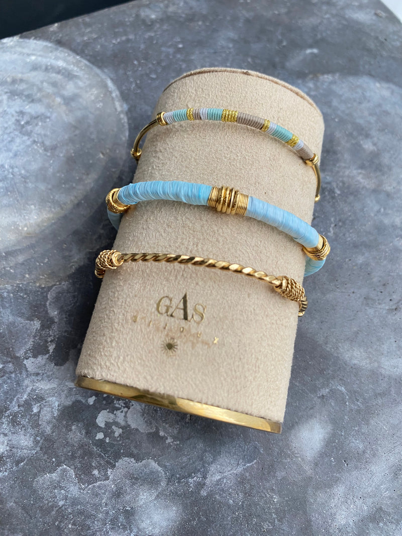 Gas Bijoux - Sari Raffia bracelet acetate gold blue