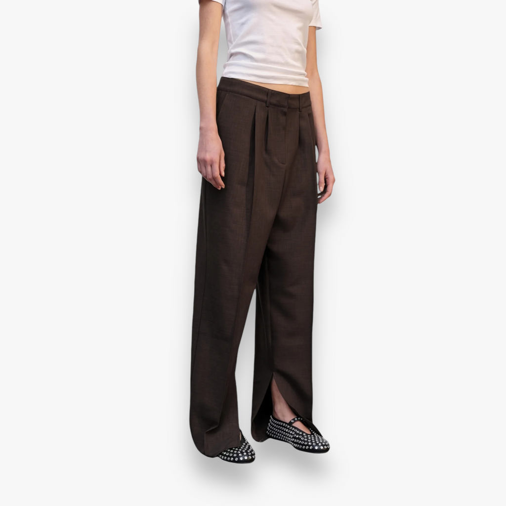 java-brown-dames-pantalon-met-wijde-pijpen-split-rupert-van-herskind-she-stories-gwen