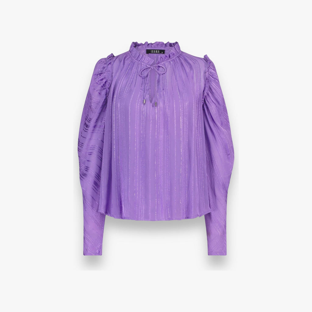 violet-paarse-dames0-top-met-geplooide-mouwen-ruffle-kraag-v-hals-lurex-detail-tava-van-ibana-she-stories-gwen