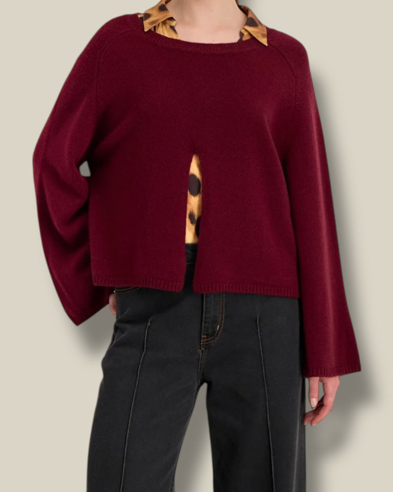 bordeaux-dames-trui-met-raglanmouwen-boothals-split-rib-van-merino-wol-hilda-van-stella-forest-she-stories-gwen