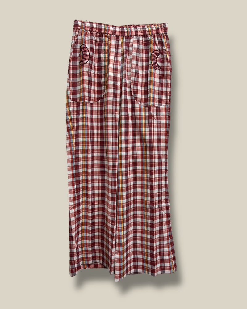 bordeaux-dames-pyjamabroek-pantalon-geborduurd-geruit-petra-van-stella-forest-she-stories-gwen