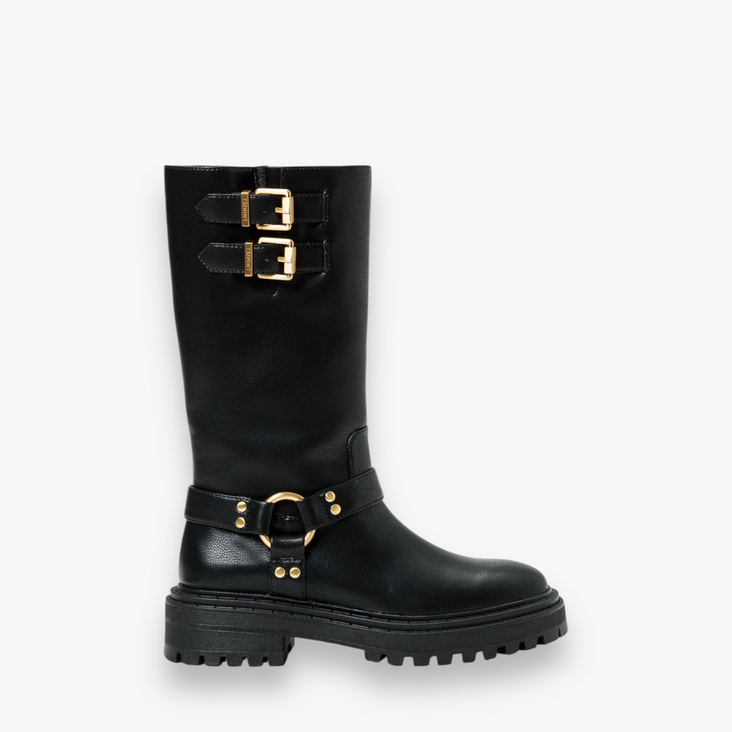 zwarte-leren-dames-biker-boots-met-gouden-gesp-van-twinset-milano-she-stories-gwen