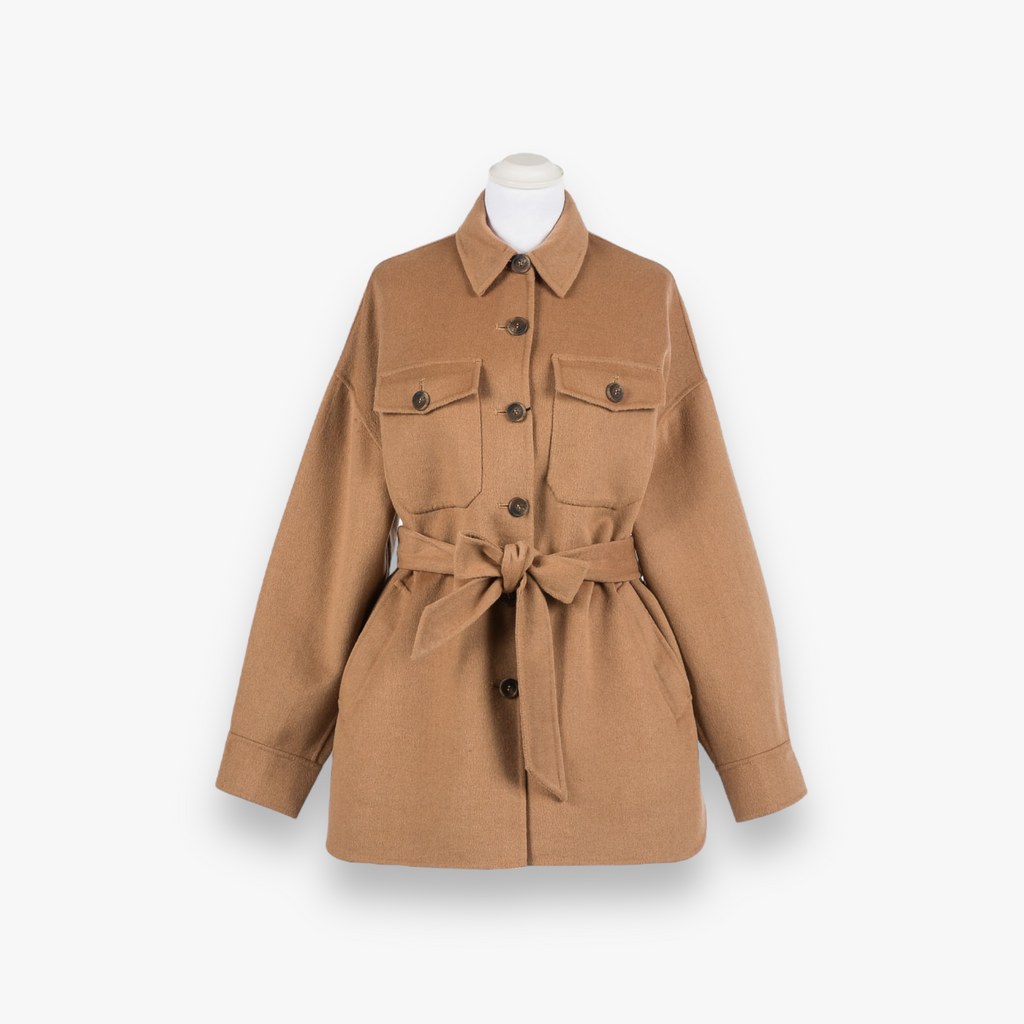 bruine-sandy-brown-dames-caban-coat-jas-met-kraag-riem-van-wol-van-twinset-milano-she-stories-gwen