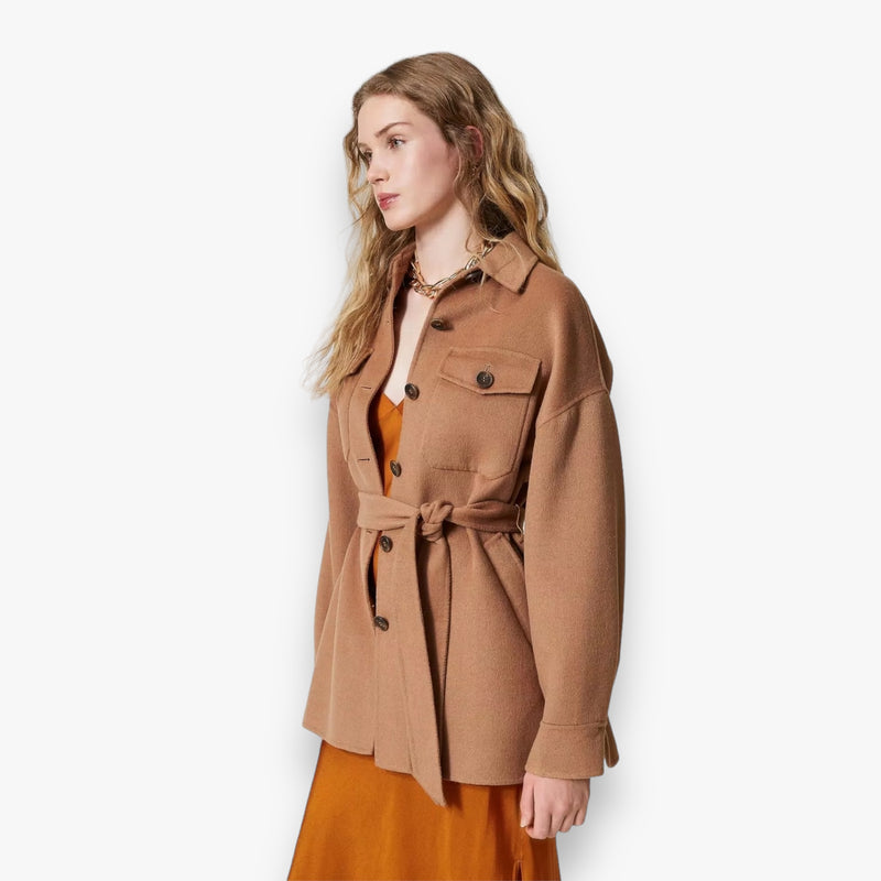 bruine-sandy-brown-dames-caban-coat-jas-met-kraag-riem-van-wol-van-twinset-milano-she-stories-gwen