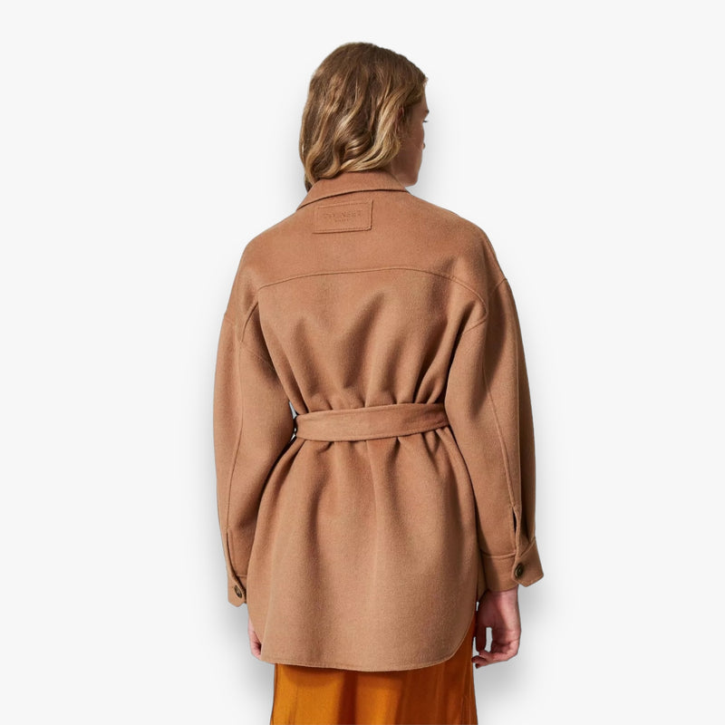 bruine-sandy-brown-dames-caban-coat-jas-met-kraag-riem-van-wol-van-twinset-milano-she-stories-gwen