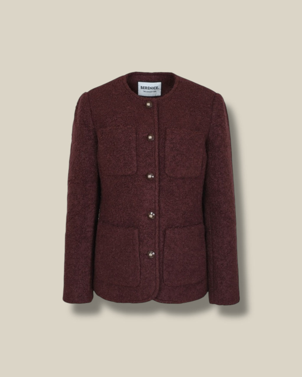 bordeaux-rode-dames-jacket-met-ronde-hals-lange-mouwen-krullend-wol-verona-van-berenice-she-stories-gwen