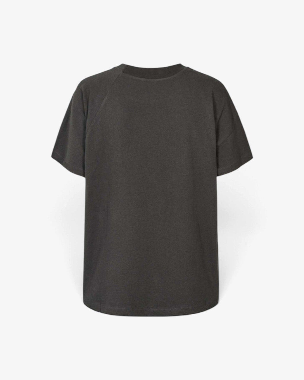 She Stories Rabens Saloner Ary Fragile boxy T-shirt in faded black katoen met witte handgemaakte print en ronde hals