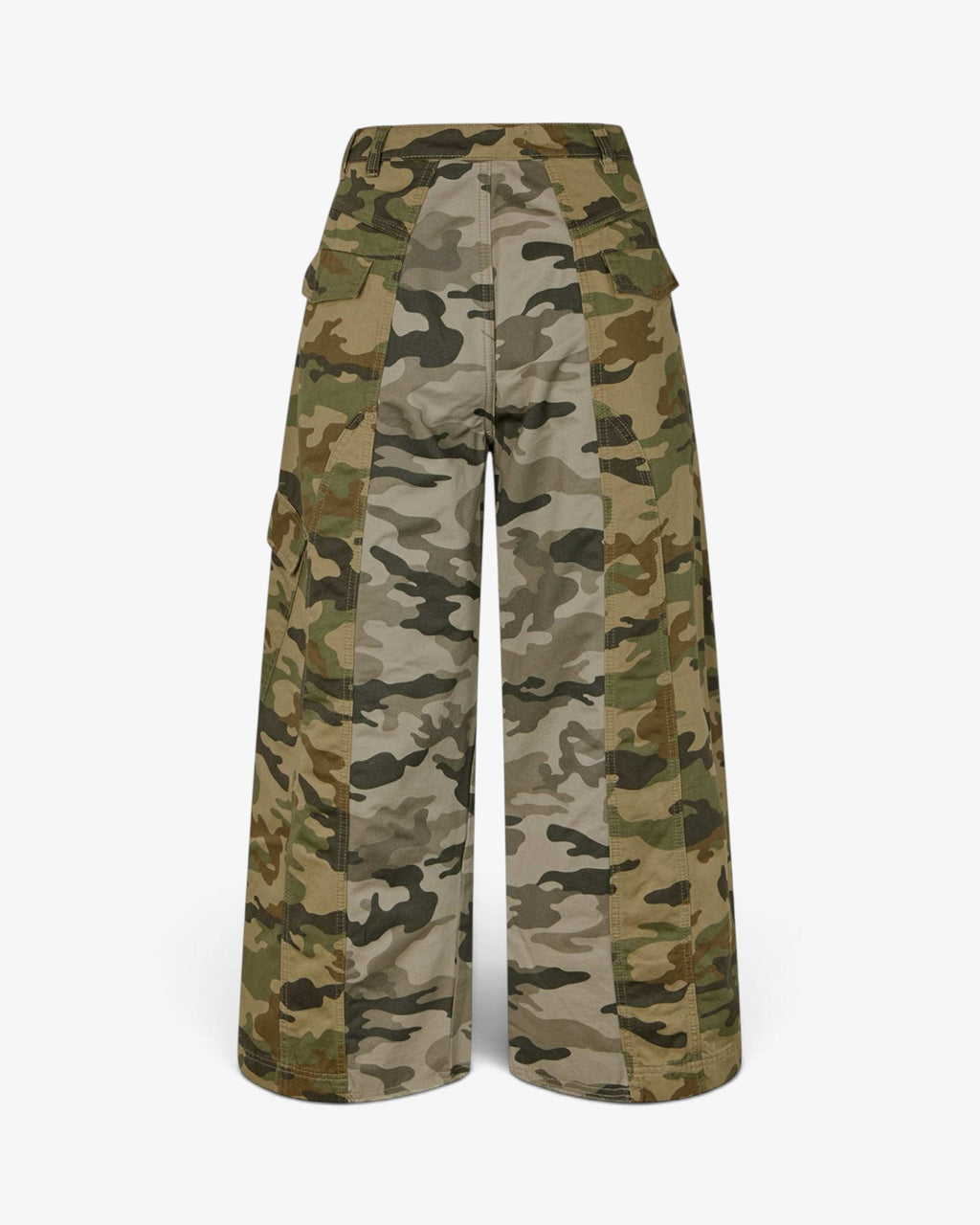 She Stories Rabens Saloner Niva cropped wide-leg pants in camo patchwork cotton with utility pockets