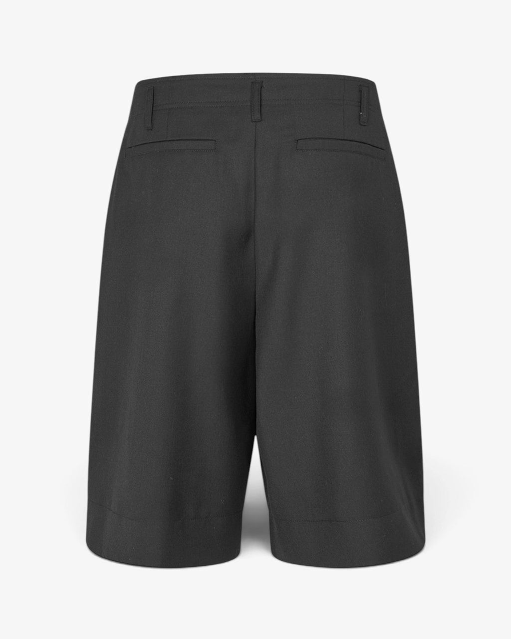 She Stories Rabens Saloner Feliza zwarte tailored shorts van wolblend met rechte pijpen en een regular waist