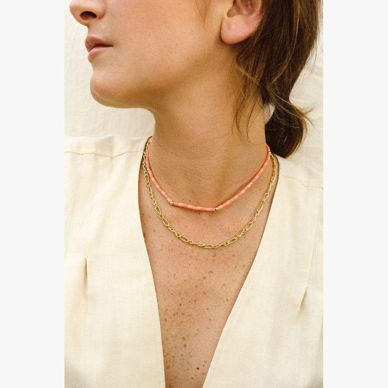 Wildthings - Pink sky necklace gold