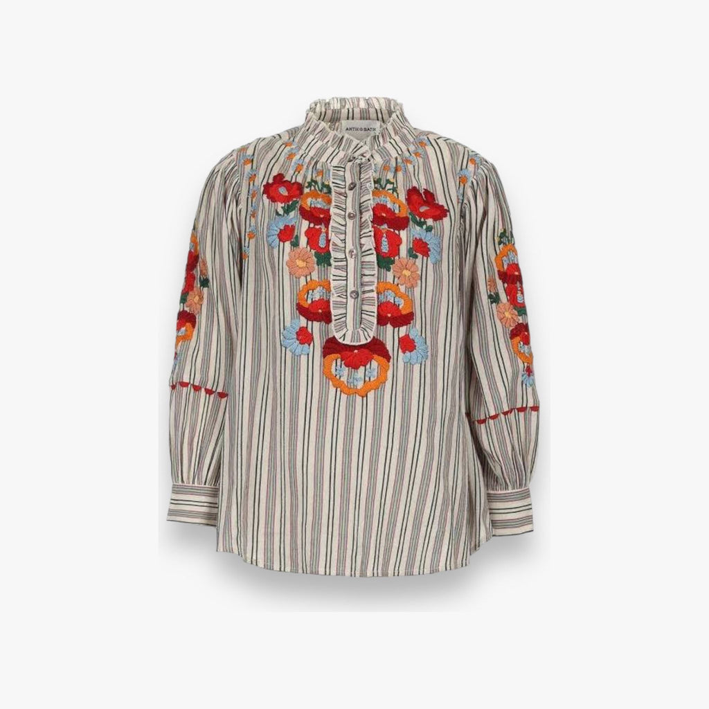 multicolor-dames-blouse-met-stripes-geborduurde-bloemen-ruffle-3/4e-mouwen-juliette-van-antik-batik-she-stories-gwen