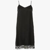 zwarte-dames-mini-jurk-satijn-v-hals-spaghettibandjes-kant-viscose-222TT2550-van-twinset-milano-she-stories-gwen