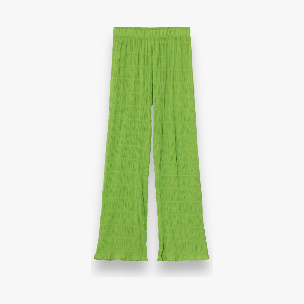 kiwi-groene-geweven-dames-pantalon-elastische-tailleband-uitlopende-pijpen-riors-van-resume-she-stories-gwen