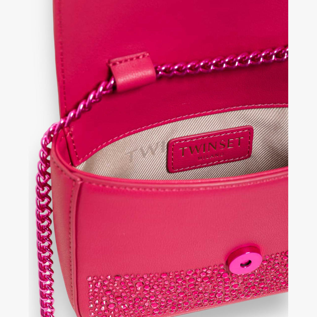 fuchsia-roze-dames-schoudertas-mini-ketting-logo-rhinestones-van-twinset-milano-she-stories-gwen