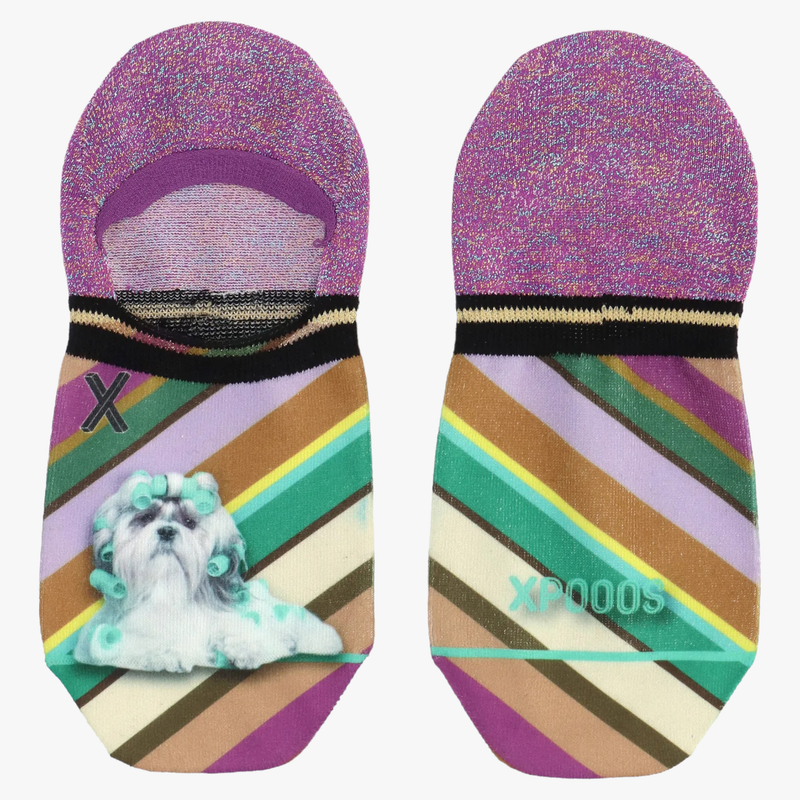 dog-printed-multicolor-paarse-glitter-dames-sokken-deborah-van-xpooos-she-stories-gwen
