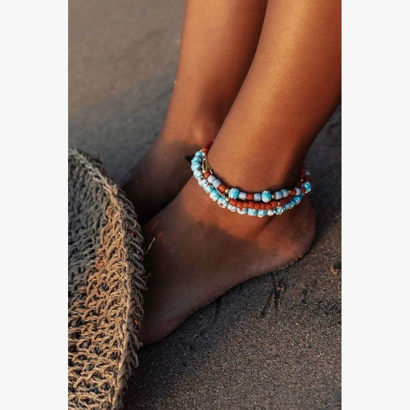 Wildthings - Blue flower anklet gold